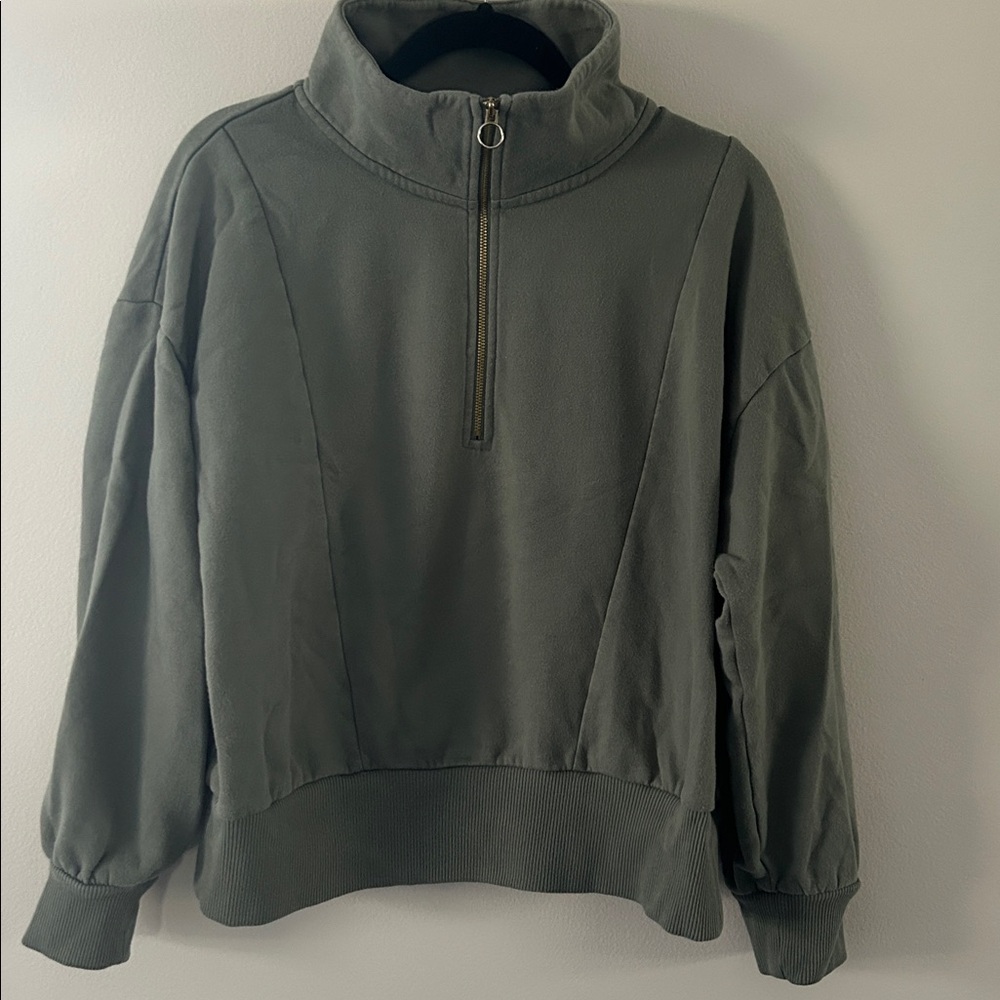 A New Day Quarter-Zip Green Fleece Sweatshirt, Size XL
